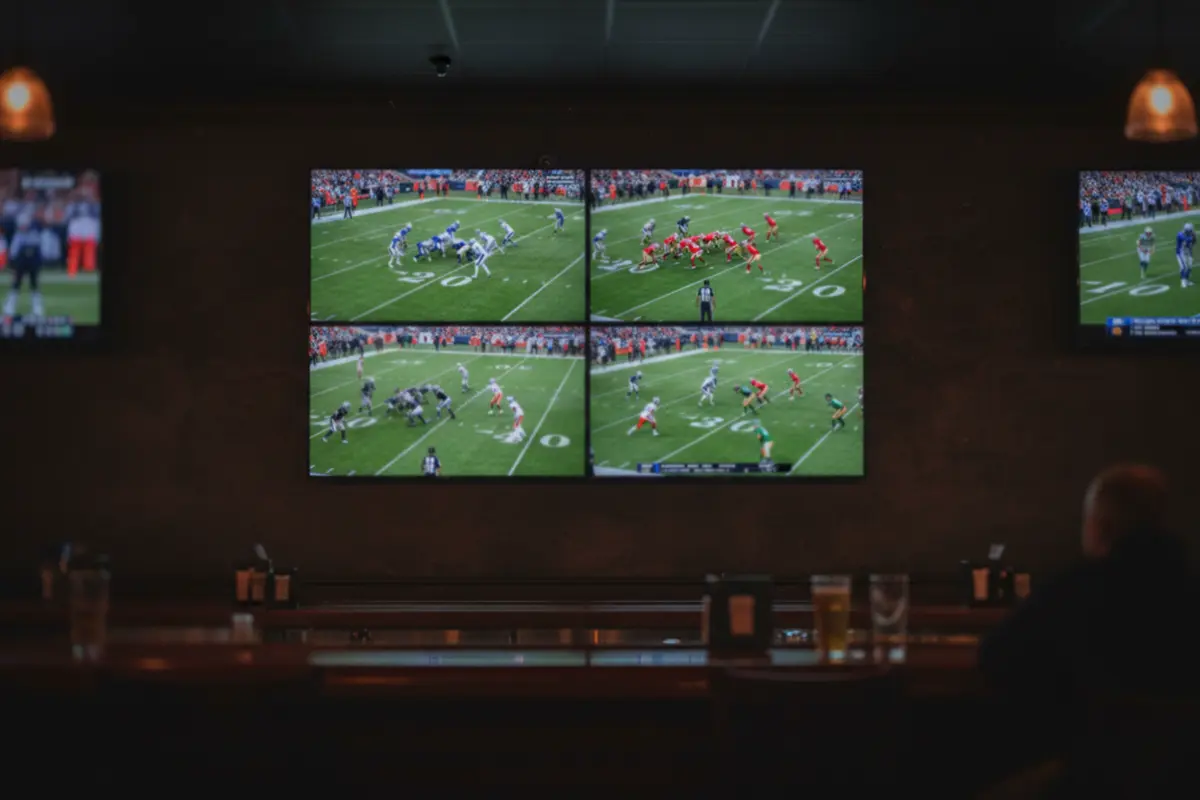 Mehrere NFL-Spiele gleichzeitig auf einem Bildschirm – Symbolbild für Kombiwetten