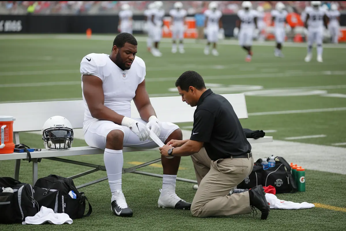 NFL-Spieler wird am Spielfeldrand medizinisch betreut – Symbolbild für Injury Report