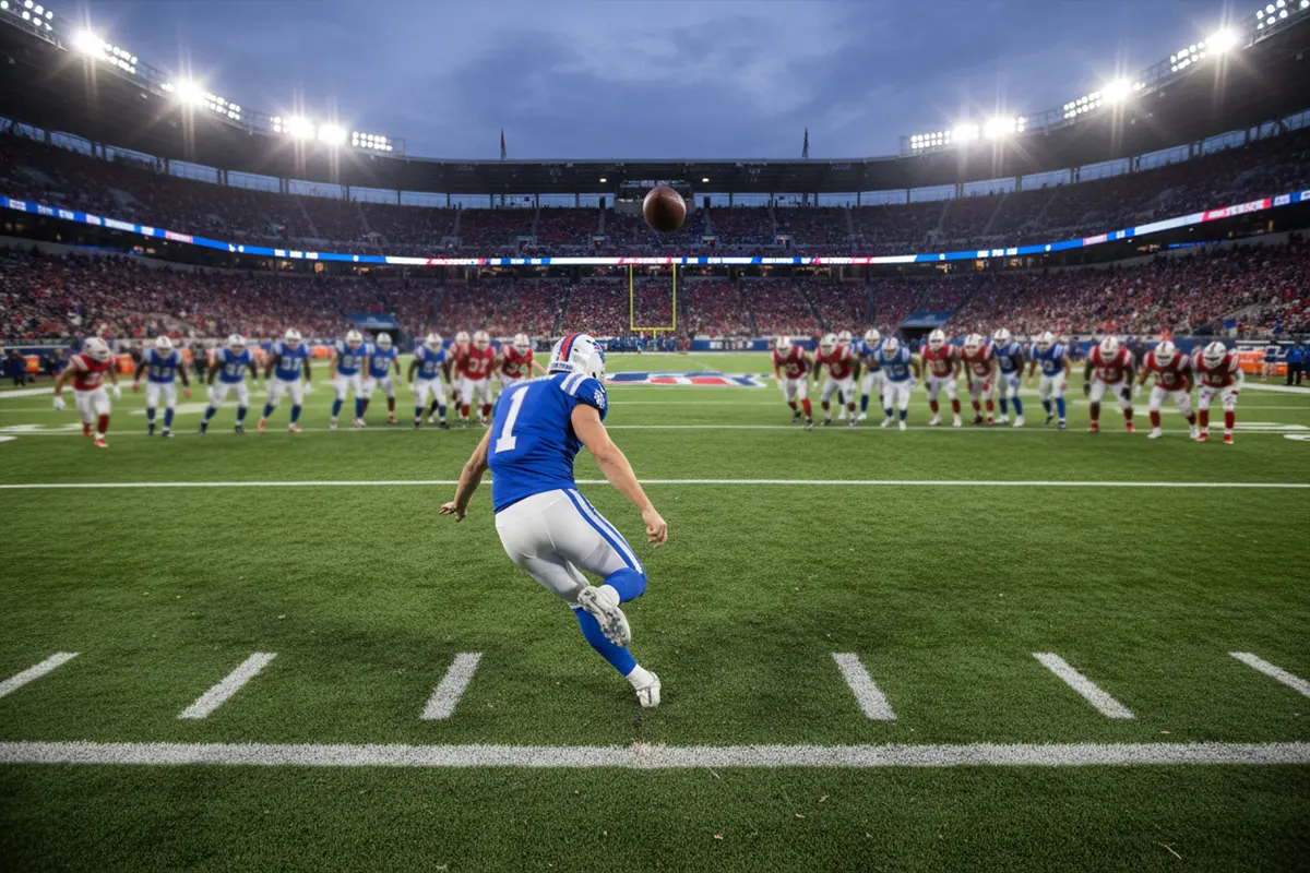 NFL-Teams beim Kickoff auf dem Spielfeld – Symbolbild für Moneyline-Wetten