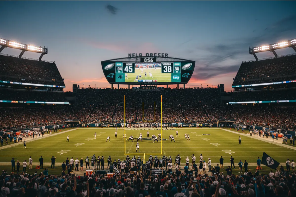Anzeigetafel in einem NFL-Stadion mit Spielstand – Symbolbild für Over/Under Wetten