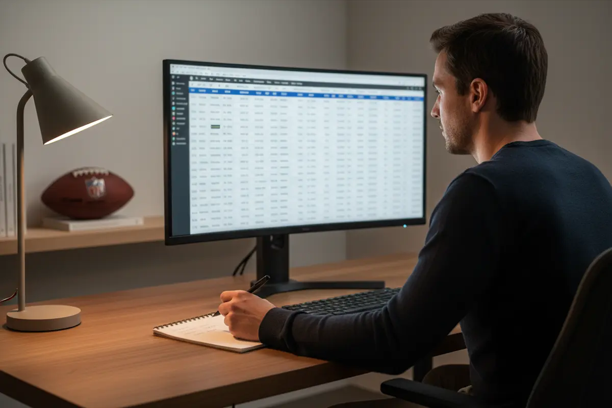 NFL Quoten verstehen – Person analysiert Wettquoten auf einem Bildschirm