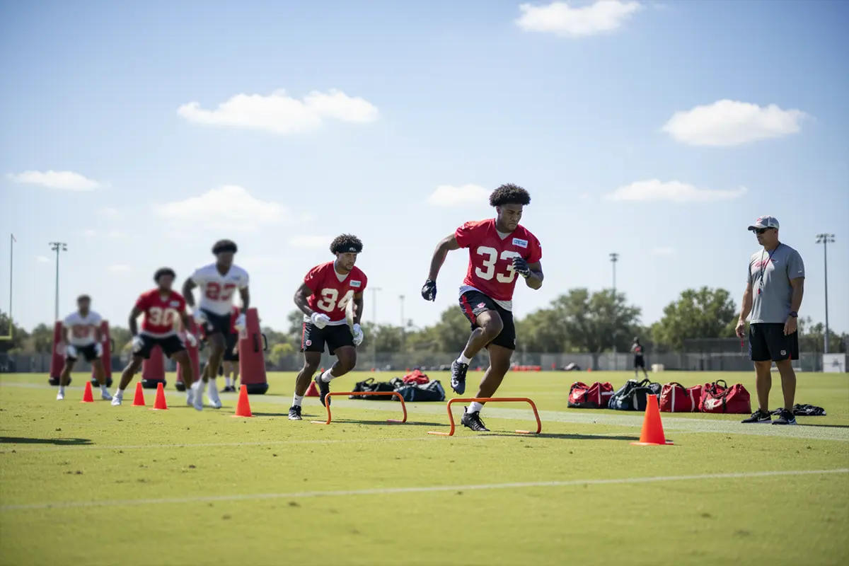 NFL-Spieler beim Training im Vorbereitungscamp – Symbolbild für Saisonvorschau
