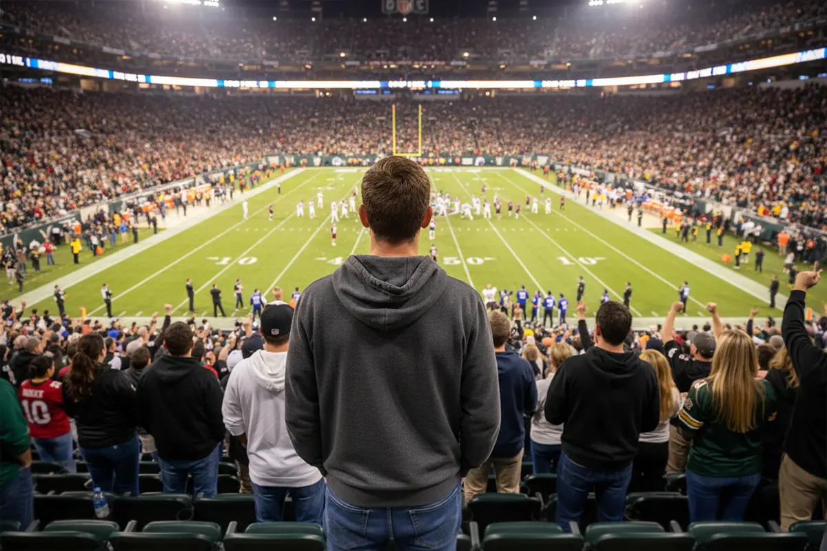 Fan schaut ein NFL-Spiel im Stadion – Symbolbild für den Einstieg in Football-Wetten